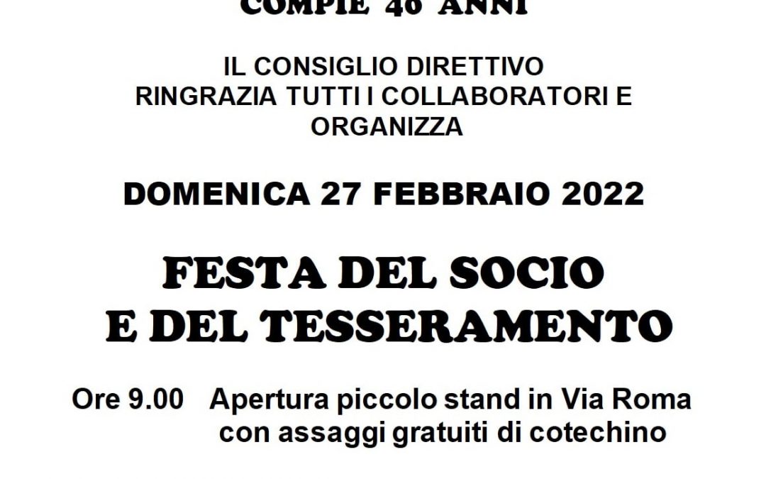 FESTA DEL SOCIO E DEL TESSERAMENTO a Valli del Pasubio